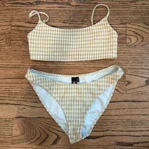 Triangl bikini set white and gold gingham